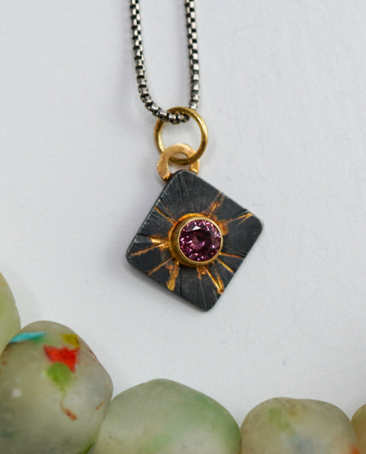 Mahenge Garnet and Gold Pendant