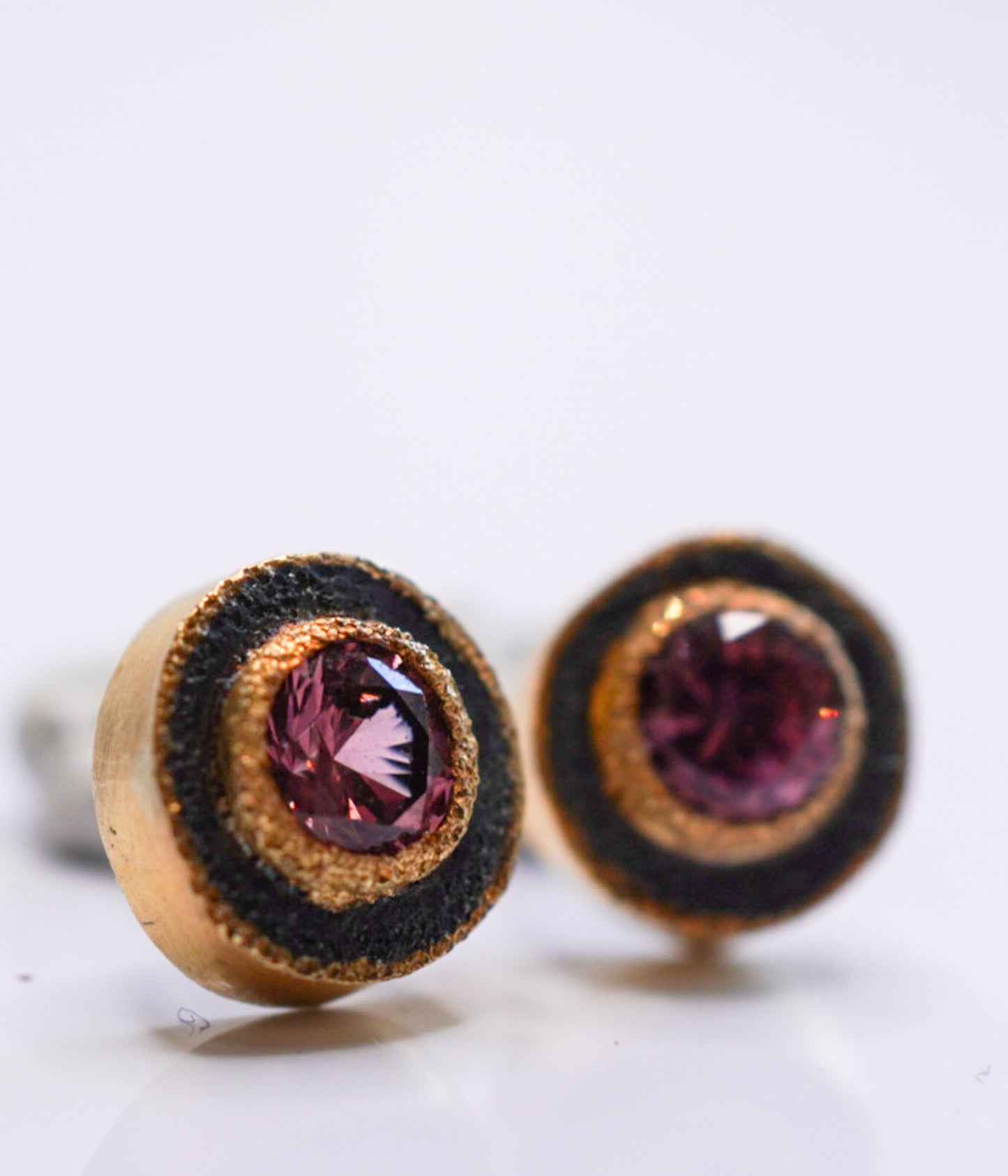 Gold and Silver Malaya Garnet Stud Earrings