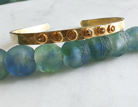 Yellow Sapphire Gold Cuff Bracelet