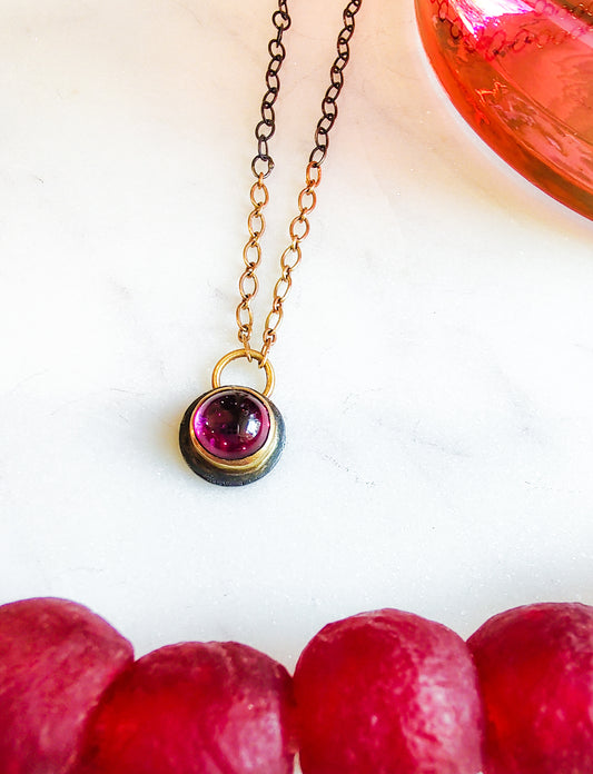 Mahenge Garnet, 18k and Sterling Silver Necklace